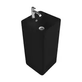 Умивальник окремо стоячий Nic Design Semplice 40х40х85 см з отвором під змішувач, злив у стіну, чорний глянець (001371008)