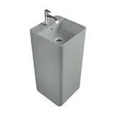 Умивальник окремо стоячий Nic Design Semplice 40х40х85 см з отвором під змішувач, злив у стіну, Cemento матовий (001371047)