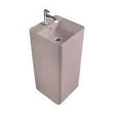 Умивальник окремо стоячий Nic Design Semplice 40х40х85 см з отвором під змішувач, злив у стіну, Cipria матовий (001371060)