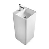 Умивальник окремо стоячий Nic Design Semplice 40х40х85 см з отвором під змішувач зі зливом в підлогу, білий матовий (001374003)