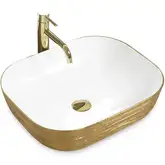 Умывальник (раковина) REA FLORIA BRUSHED GOLD WHITE накладной (REA-U0027)