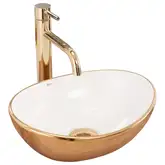 Rea SOFIA GOLD WHITE Умывальник накладной, белый/золото (REA-U0456)