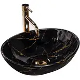 Rea Sofia Marble Black Умывальник накладной, черный (REA-U5611)