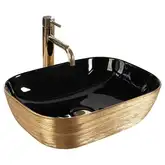 Умывальник (раковина) REA BELINDA BRUSHED GOLD BLACK накладной (REA-U8780)