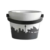 раковина підвісна або накладна  8802NSNYC BUCKET 30R 30x40 см, з тримачем рушника чорний матовий, декор New York Scarabeo ІТАЛІЯ