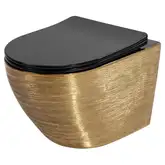 Подвесной унитаз REA CARLO FLAT BRUSHED GOLD BLACK золотой (REA-C3300)