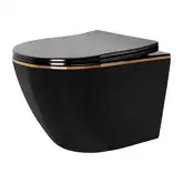 Подвесной унитаз REA CARLO BLACK MINI FLAT GOLD EDGE черный (REA-C8800)
