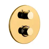 Термостат для душа на 2 потребителя Paffoni Light (цвет - Honey gold spazzolato / Матовое медовое золото), в комплекте со скрытой частью (LIQ018HGSP)