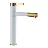 Змішувач для раковини (умивальника) REA SMART WHITE GOLD білий/золотий високий (REA-B8400)