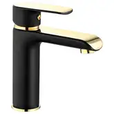 Смеситель для раковины (умывальника) REA  BLOOM BLACK GOLD низкий (REA-B9933)