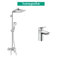 Душевая система Hansgrohe Crometta E 240 1jet Showerpipe + смеситель для раковины Hansgrohe Logis (27284000+71100000)
