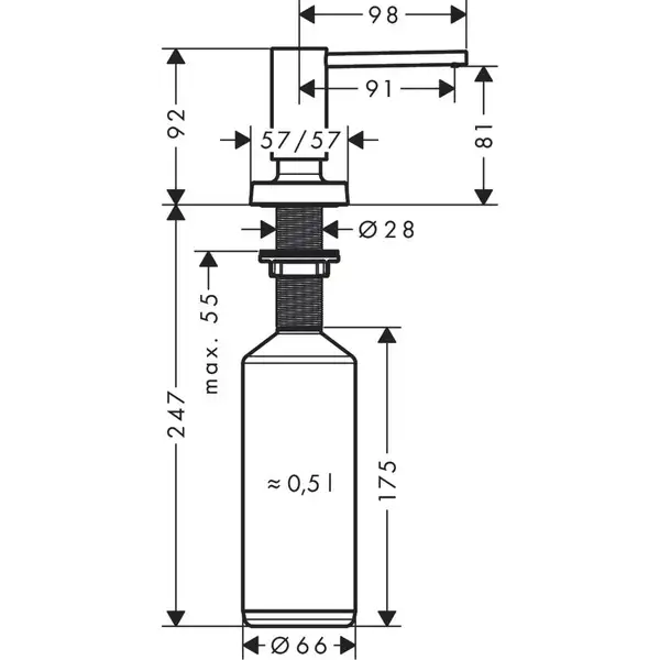 Дозатор кухонний Hansgrohe A71 виразний 500 ml, stainless steel (40468800)