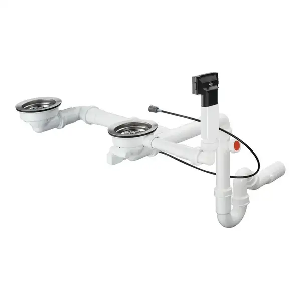 Сифон Hansgrohe D17-12 Automatic з переливом для миття з композиту на дві чаші Select (43948000)