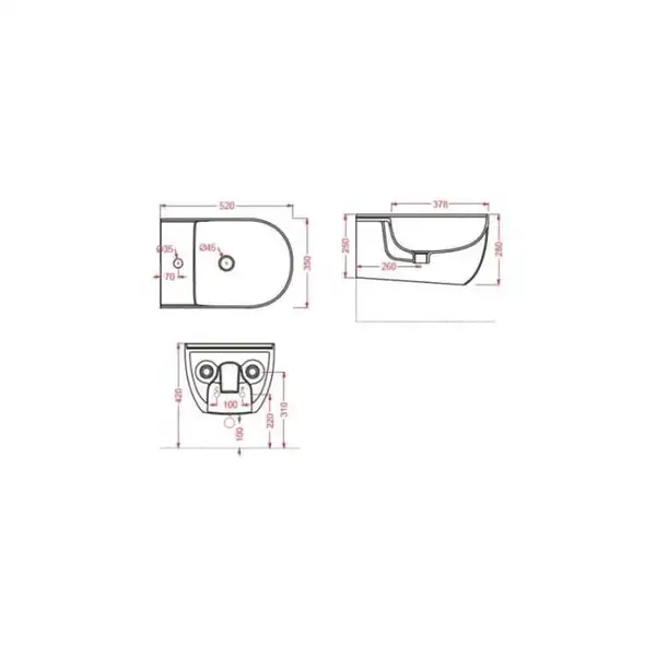 Біде підвісне Artceram THE ONE 52x35, чорний (THB001 17; 00)