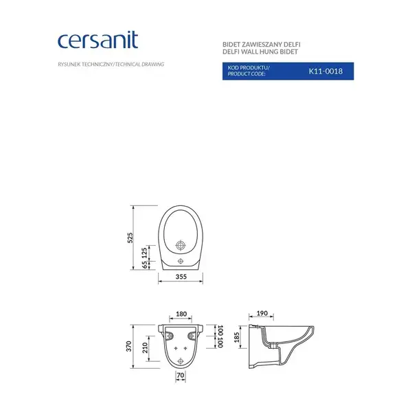 Cersanit Біде Delfi підвісне (CCBW1000010936)