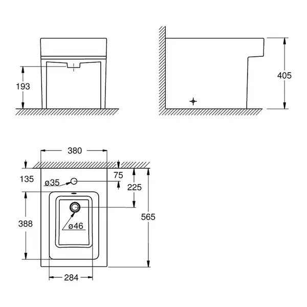 Биде подвесное Grohe Cube Ceramic (3948700H) фото 2 Aquada.com.ua