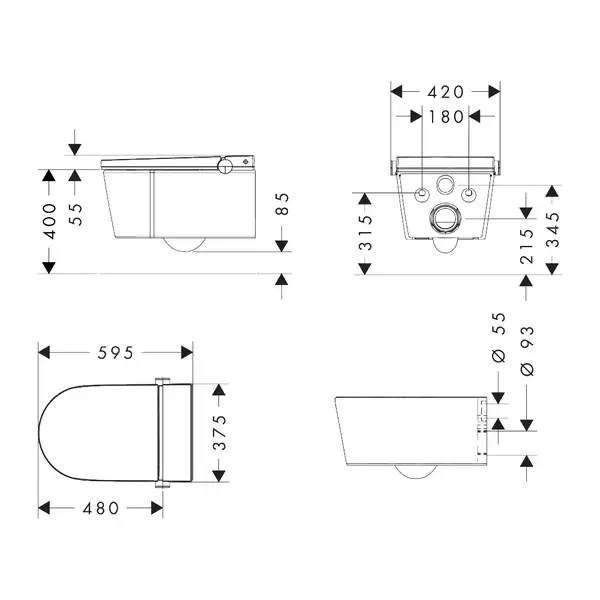 Унітаз із функцією біде Hansgrohe Complete Set LavaPura Element S  63021450