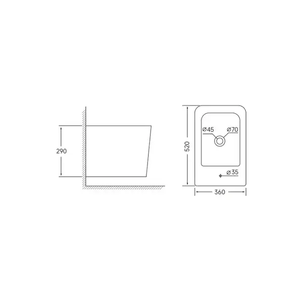 Mixxus QUADRO-0502 Біде підвісне, біле (MI6713)