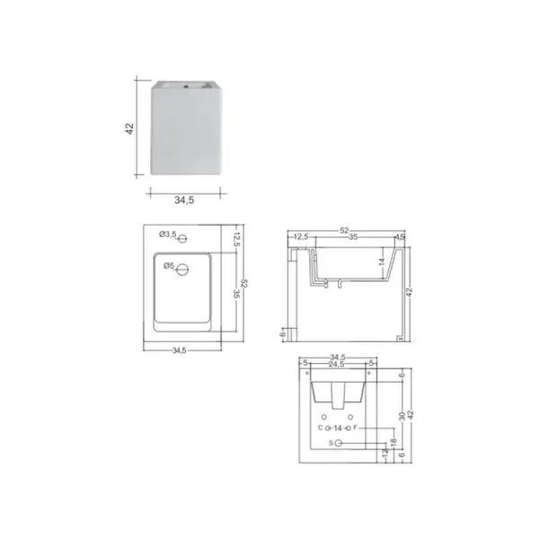 Nic-Design Біде підлогове Nic Design Cool 34,5х52х42 см, Agrilla матовий (004230052)