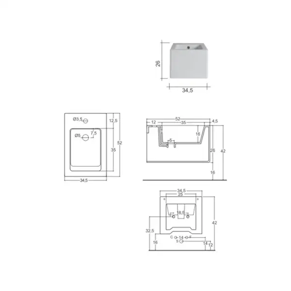 Nic-Design Біде підвісне Nic Design Cool 34х52х26 см, чорний глянець (004243008)