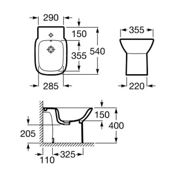 Біде підлогове з кришкою Roca Debba (A355994000 A8069D0004) (A355994000_A8069D0004)