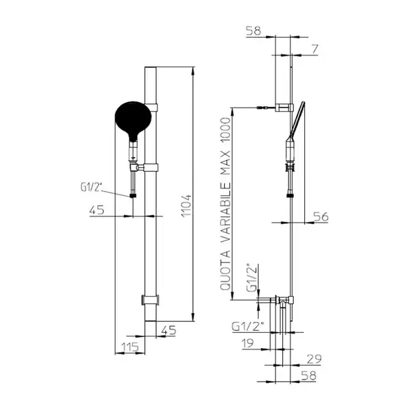 Душовий гарнітур FLAT Bossini APICE 140, хром (D48086300030013)