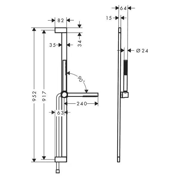 Душовий гарнітур Hansgrohe Pulsify S 100 1jet EcoSmart зі штангою 90 см (колір - хром) 24382000