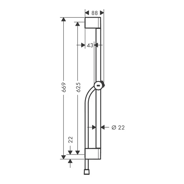 Душова штанга Hansgrohe Pulsify 65 см зі шлангом 160 см, Chrome (24400000)