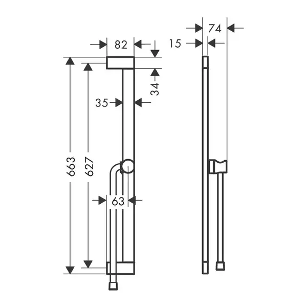Hansgrohe Pulsify S Штанга для душу 65 см, хром (24402000)