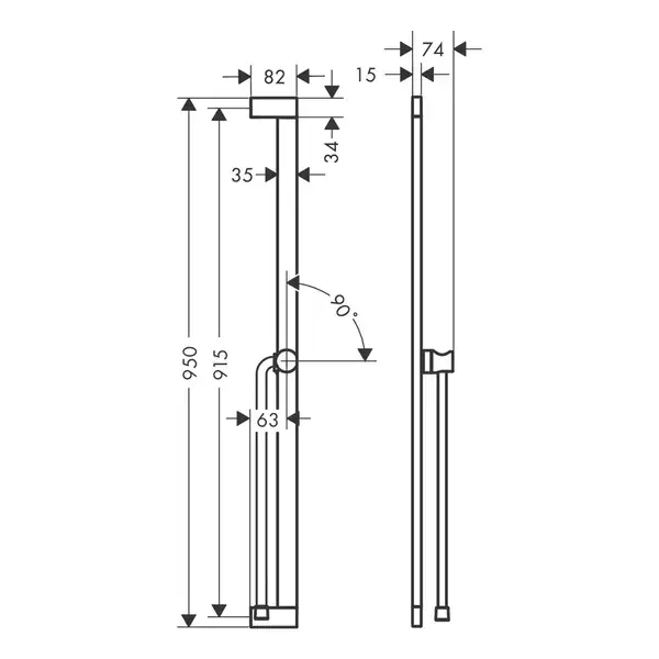 Hansgrohe Pulsify S Душевая штанга 90 см, шлифованная бронза (24405140)