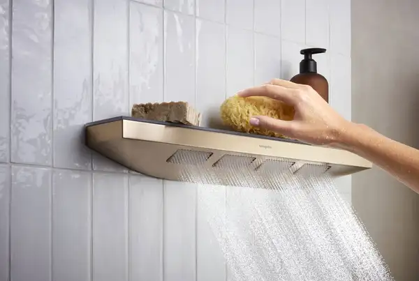 Душевая лейка 500 с душевой полкой Hansgrohe Rainfinity, 1 тип струи (цвет - шлифованная бронза) 26243140