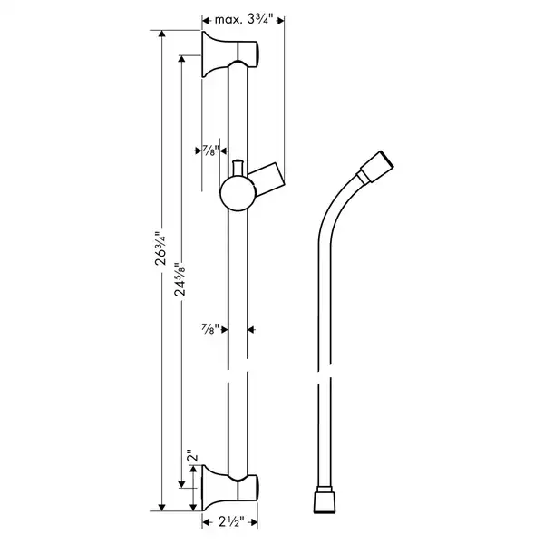 Душова штанга Hansgrohe Unica Classic 65 см із душовим шлангом Sensoflex 160 см (колір - шліфований нікель) 27617820