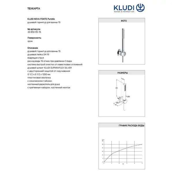 Kludi Nova Fonte Душовий гарнітур, хром (2085005-15)
