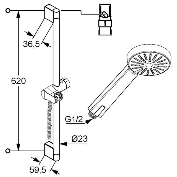 Душовий гарнітур A-QAb  600mm хром, 6563005-00, KLUDI (6563005-00)