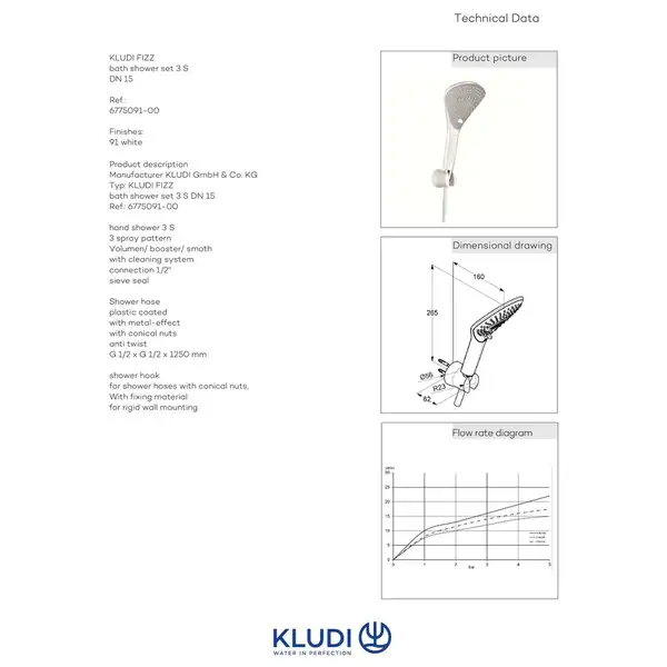 Душовий гарнітур Fizz 6775091-00 3S білий Kludi НІМЕЧЧИНА
