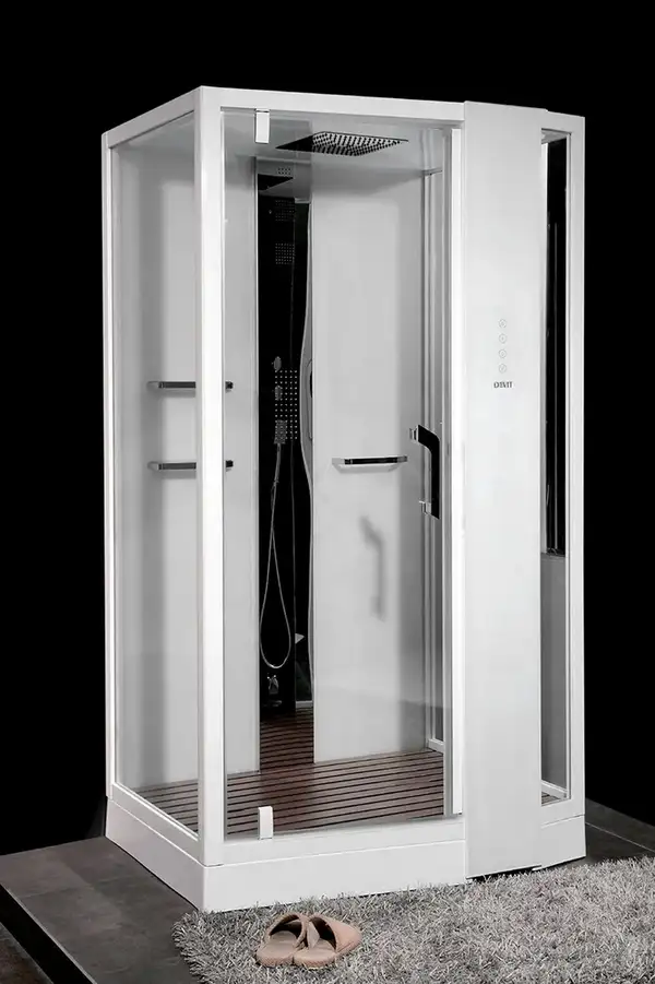 Паровой бокс Devit Soul 1200 × 900 х h2200 мм (профиль - белый, стекло - прозрачное) левое открывание FEN8912WL