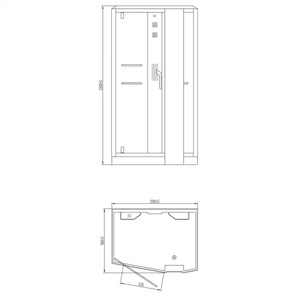 Паровой бокс Devit Soul 1200 × 900 х h2200 мм (профиль - белый, стекло - прозрачное) левое открывание FEN8912WL