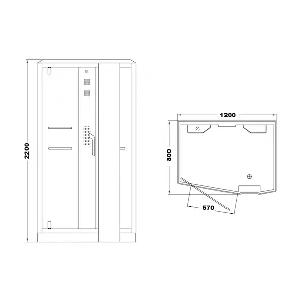 Паровой бокс Devit Soul 1200 × 900 х h2200 мм (профиль - белый, стекло - прозрачное) левое открывание FEN8912WL