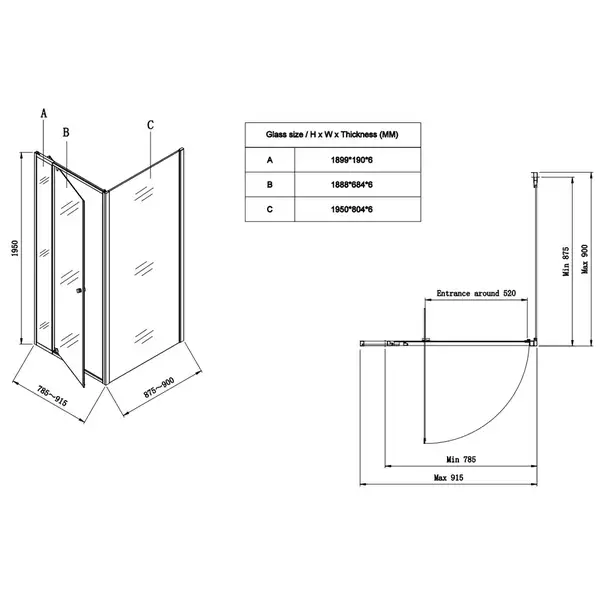 Koer SR SC05-90x90 Душевая кабина, прозрачное стекло, хром (KR5363)