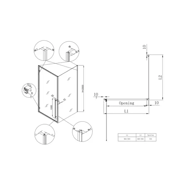 Koer SR SC08 Душова кабіна, прозоре скло, хром (KR5371)
