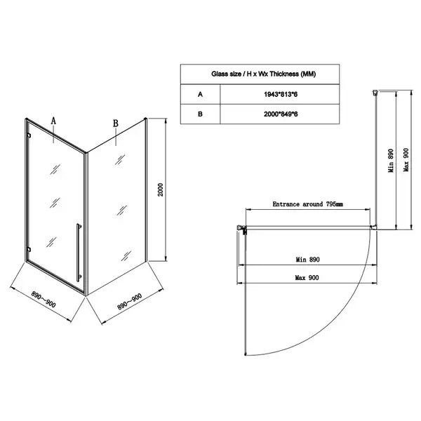 Koer SR SC08 Душова кабіна, прозоре скло, хром (KR5371)