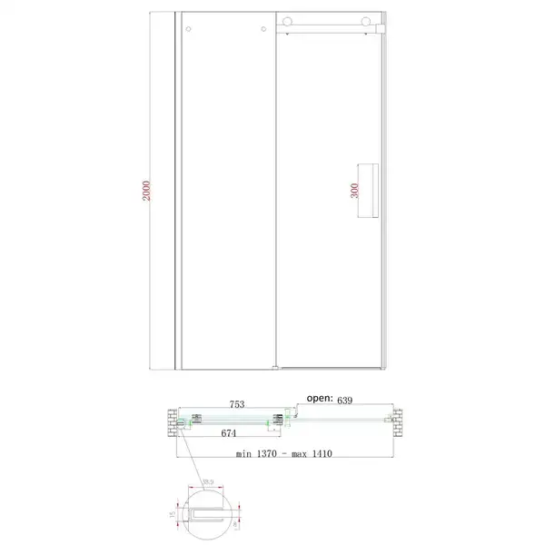 Koer SR SD01 Дверь в нишу, прозрачное стекло, хром (KR5380)