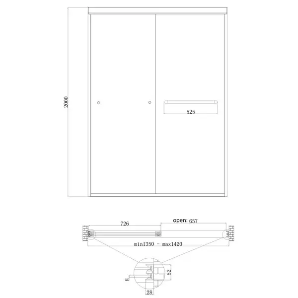 Koer SR SD03 Двері в нішу, прозоре скло Easy Clean, хром (KR5385)