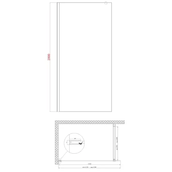 Душова перегородка Koer SR SP01-120x200-TR-01 Walk-In прозоре скло Easy Clean 8мм, хром (KR5394)