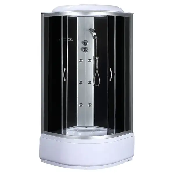 Бокс душовий з гідромасажем Mixxus STRONG SBH01-90x90x215-GR SATIN з високим піддоном (MI6889)