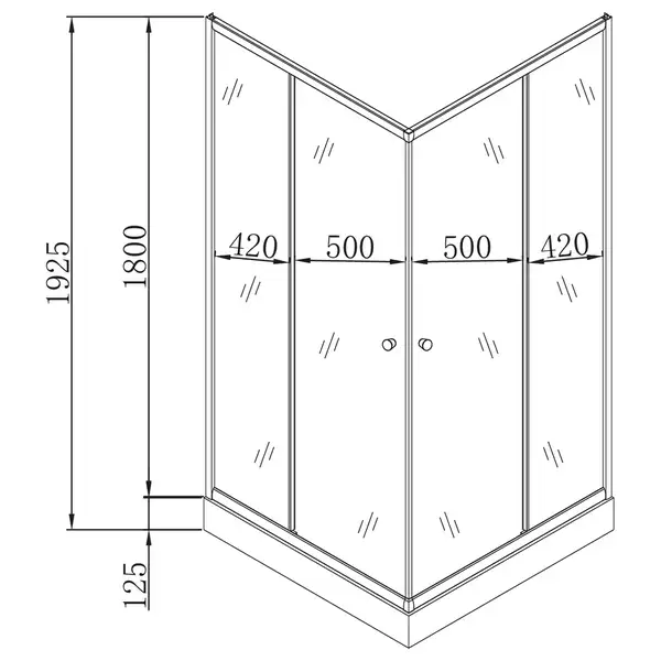 Душова кабіна з низьким піддоном Mixxus CUBIC SCT01-100x100x195-FB CHROME матове скло 4мм (MI6904)