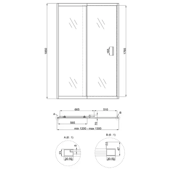 Qtap Taurus Душевая дверь в нишу 120-130x185 см, хром (TAUCRM201213C6)