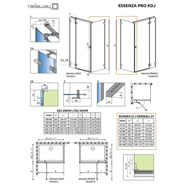 Radaway Essenza Pro S1 Бокова стінка, хром/прозоре (10098100-01-01)