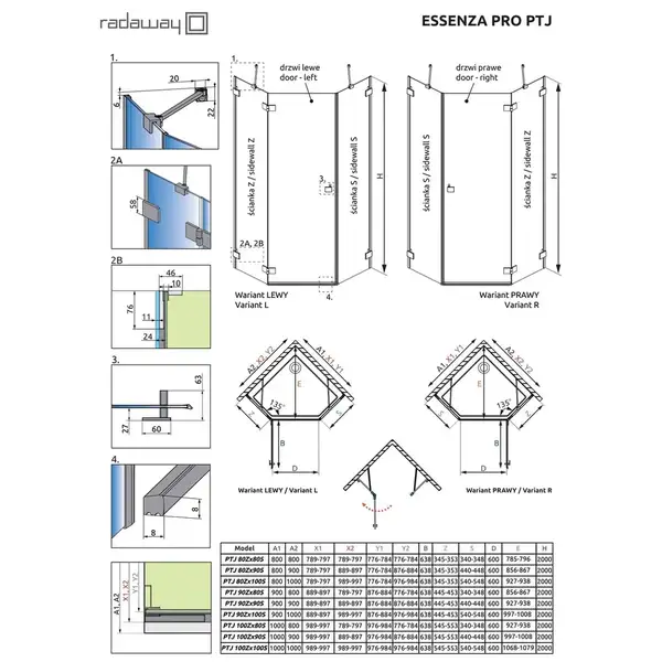 Radaway Essenza Pro Black PTJ Душевая дверь, черная (10100000-54-01L)
