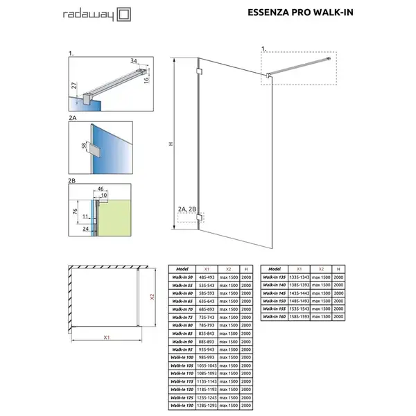 Душова стінка Essenza Pro White Walk-in 105, RADAWAY (10103105-04-01)